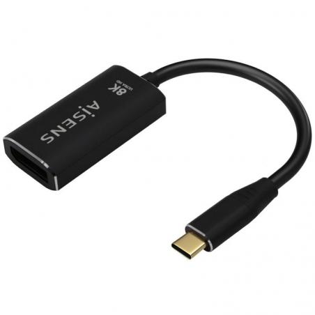 Conversor Aisens A109-0690/ USB Tipo-C Macho - DisplayPort Hembra/ 15cm/ Negro