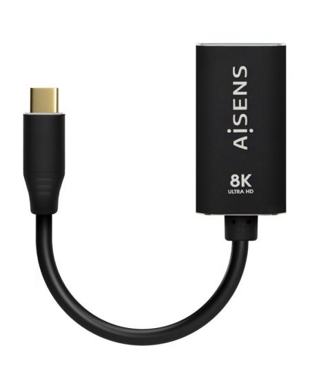 Conversor Aisens A109-0690/ USB Tipo-C Macho - DisplayPort Hembra/ 15cm/ Negro