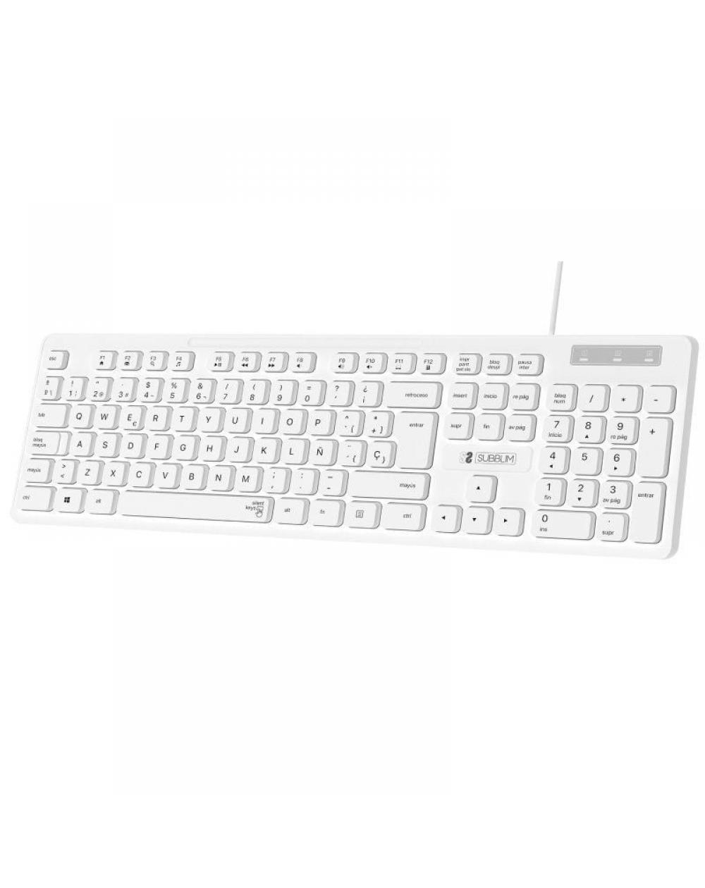 Teclado Subblim Business Slim Silencioso/ Blanco