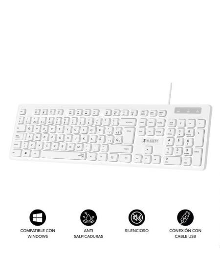 Teclado Subblim Business Slim Silencioso/ Blanco