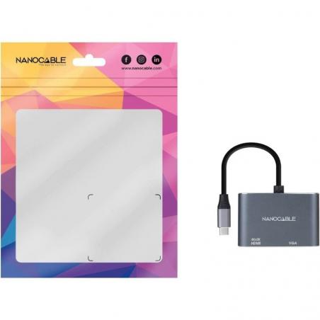 Conversor Nanocable 10.16.4303/ HDMI Hembra - VGA Hembra/ 15cm/ Gris