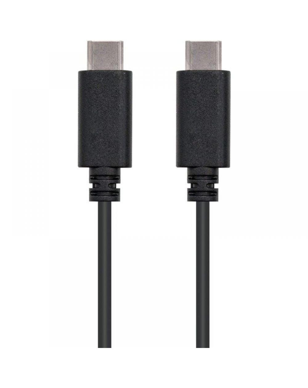 Cable USB 2.0 Tipo-C Nanocable 10.01.2301/ USB Tipo-C Macho - USB Tipo-C Macho/ 1m/ Negro