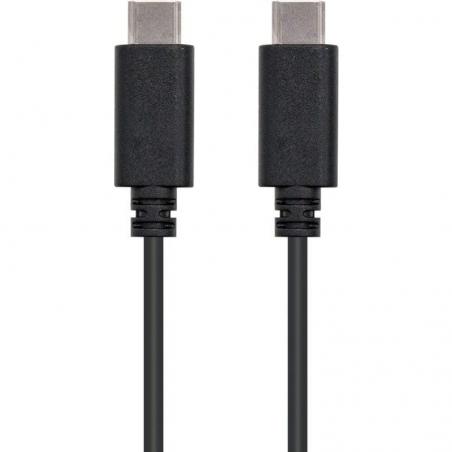 Cable USB 2.0 Tipo-C Nanocable 10.01.2301/ USB Tipo-C Macho - USB Tipo-C Macho/ 1m/ Negro