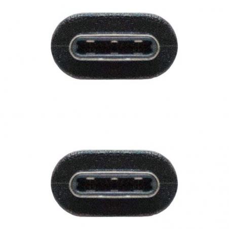 Cable USB 2.0 Tipo-C Nanocable 10.01.2301/ USB Tipo-C Macho - USB Tipo-C Macho/ 1m/ Negro