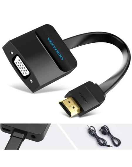 Conversor Vention 42161 HDMI Macho - VGA Hembra - Jack 3.5 Hembra/ 15cm/ Negro