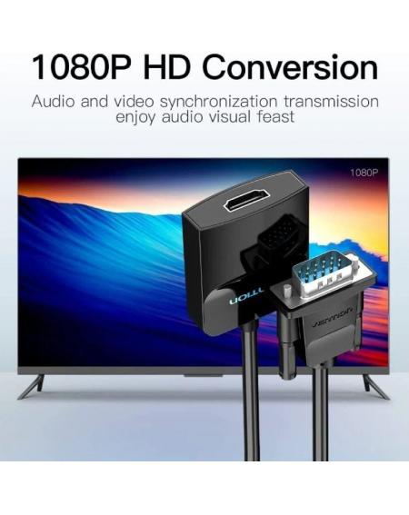 Cable Conversor Vention ACNBB/ VGA Macho - HDMI Hembra/ 15cm/ Negro