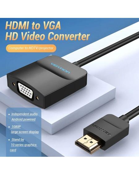 Conversor Vention 42154/ HDMI Macho - VGA Hembra/ 15cm/ Negro