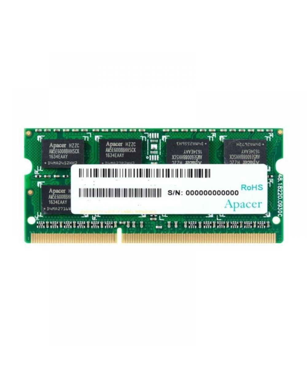 Memoria RAM Apacer 4GB/ DDR3/ 1600MHz/ 1.5V/ CL11/ SODIMM