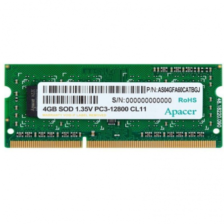 Memoria RAM Apacer 4GB/ DDR3/ 1600 MHz/ 1.35V/ SODIMM