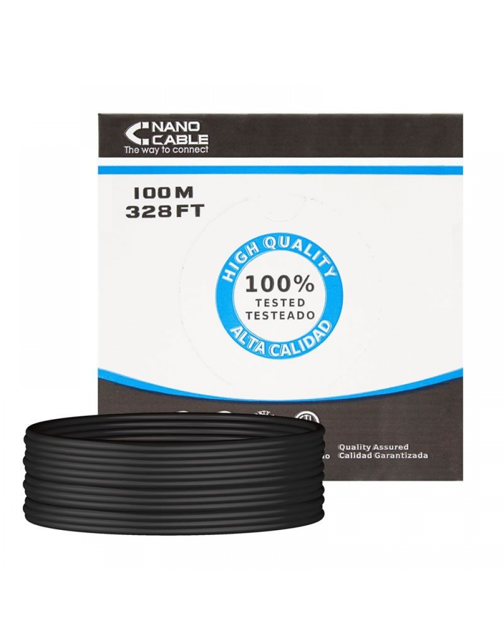 Bobina de Cable RJ45 UTP Nanocable 10.20.0302-EXT-BK Cat.5e/ 100m/ Negro - Imagen 1