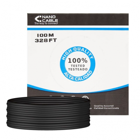 Bobina de Cable RJ45 UTP Nanocable 10.20.0302-EXT-BK Cat.5e/ 100m/ Negro - Imagen 1