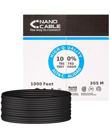 Bobina de Cable RJ45 UTP Nanocable 10.20.0504-EXT-BK/ 305m/ Negro - Imagen 2