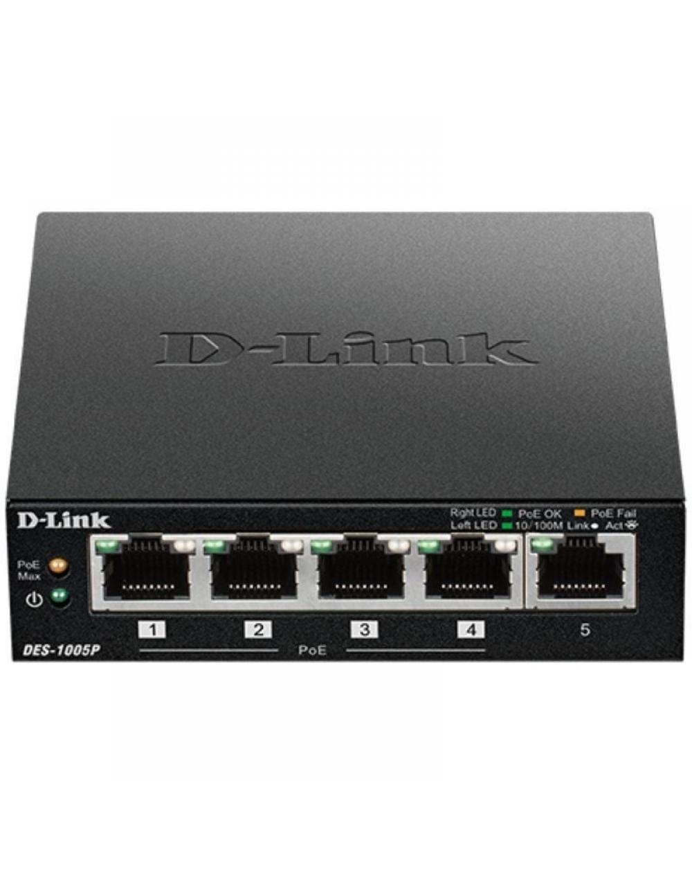 Switch D-Link DES-1005P 5 Puertos/ RJ45 10/100Mbps PoE