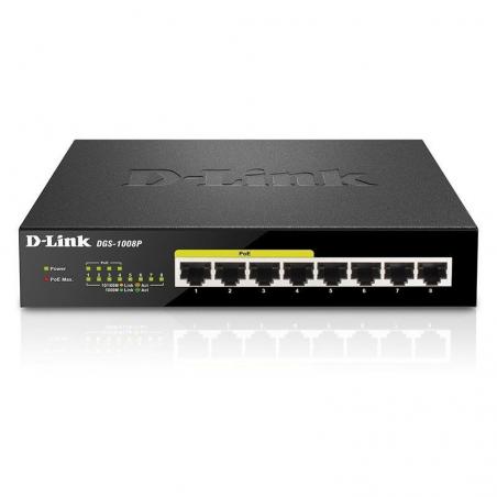 Switch D-Link DGS-1008P 8 Puertos/ RJ-45 Gigabit 10/100/1000/ PoE