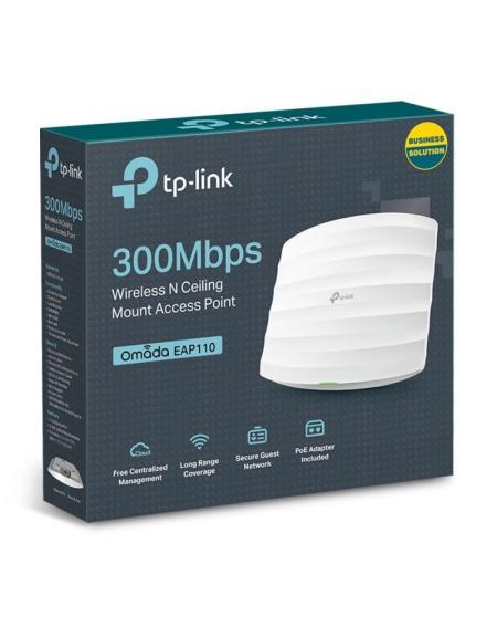 Punto de Acceso Inalámbrico TP-Link EAP110 PoE 300Mbps/ 2.4GHz/ Antenas de 4dBi/ WiFi 802.11n/b/g