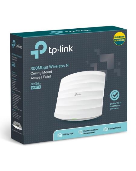 Punto de Acceso Inalámbrico TP-Link EAP115 PoE 300Mbps/ 2.4GHz/ Antenas de 4dBi/ WiFi 802.11n/b/g