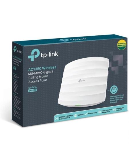 Punto de Acceso Inalámbrico TP-Link EAP225 PoE 1317Mbps/ 2.4GHz 5GHz/ Antenas de 5dBi/ WiFi 802.11ac/n/b/g