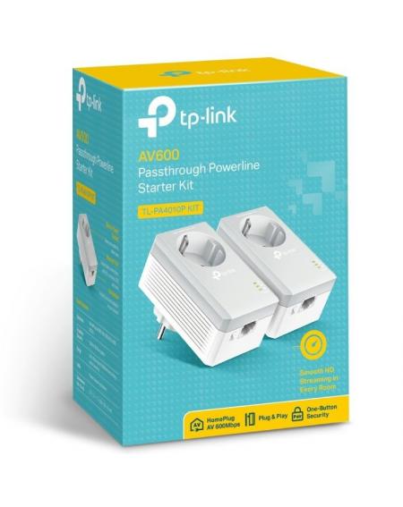 Adaptador Powerline TPLink TL-PA4010P KIT 600Mbps/ Alcance 300m/ Pack de 2