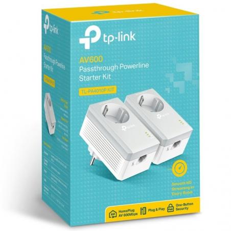 Adaptador Powerline TPLink TL-PA4010P KIT 600Mbps/ Alcance 300m/ Pack de 2