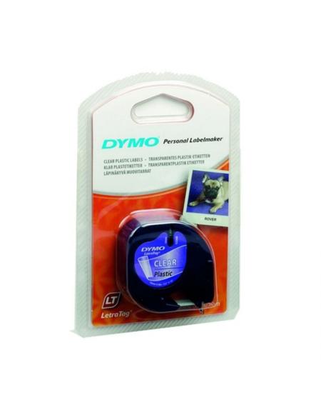 Cinta Rotuladora Adhesiva de Plástico Dymo 12267/ para Letratag/ 12mm x 4m/ Negra-Transparente