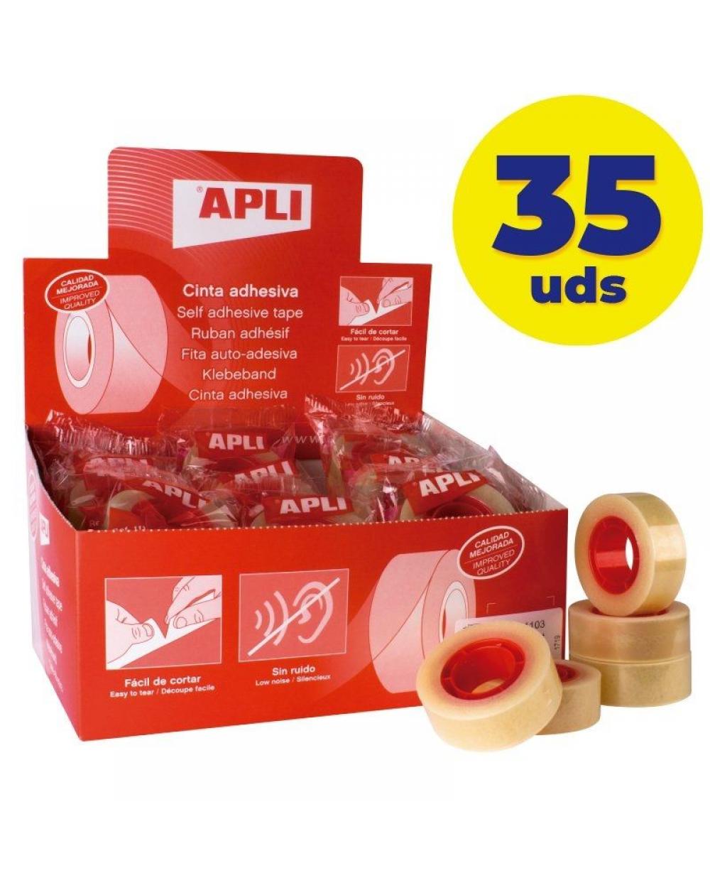 Caja de Cintas Adhesivas Transparentes Apli 11103/ 1.9cm x 33m/ 35 unidades