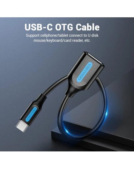 Conversor Vention CCSBB/ USB Tipo-C Macho - USB Hembra/ 15cm/ Negro