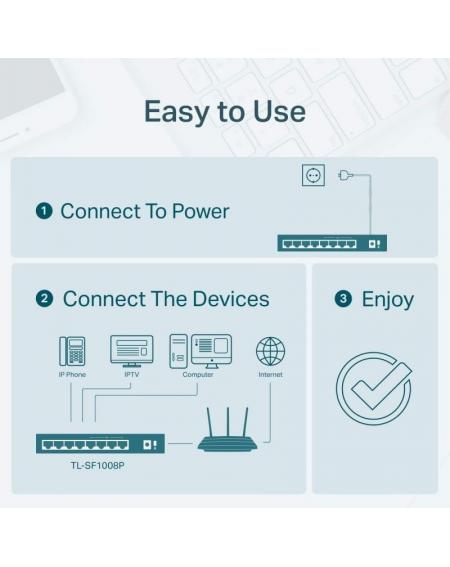 Switch TP-Link SF1008P 8 Puertos/ RJ-45 10/100 PoE