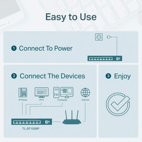 Switch TP-Link SF1008P 8 Puertos/ RJ-45 10/100 PoE