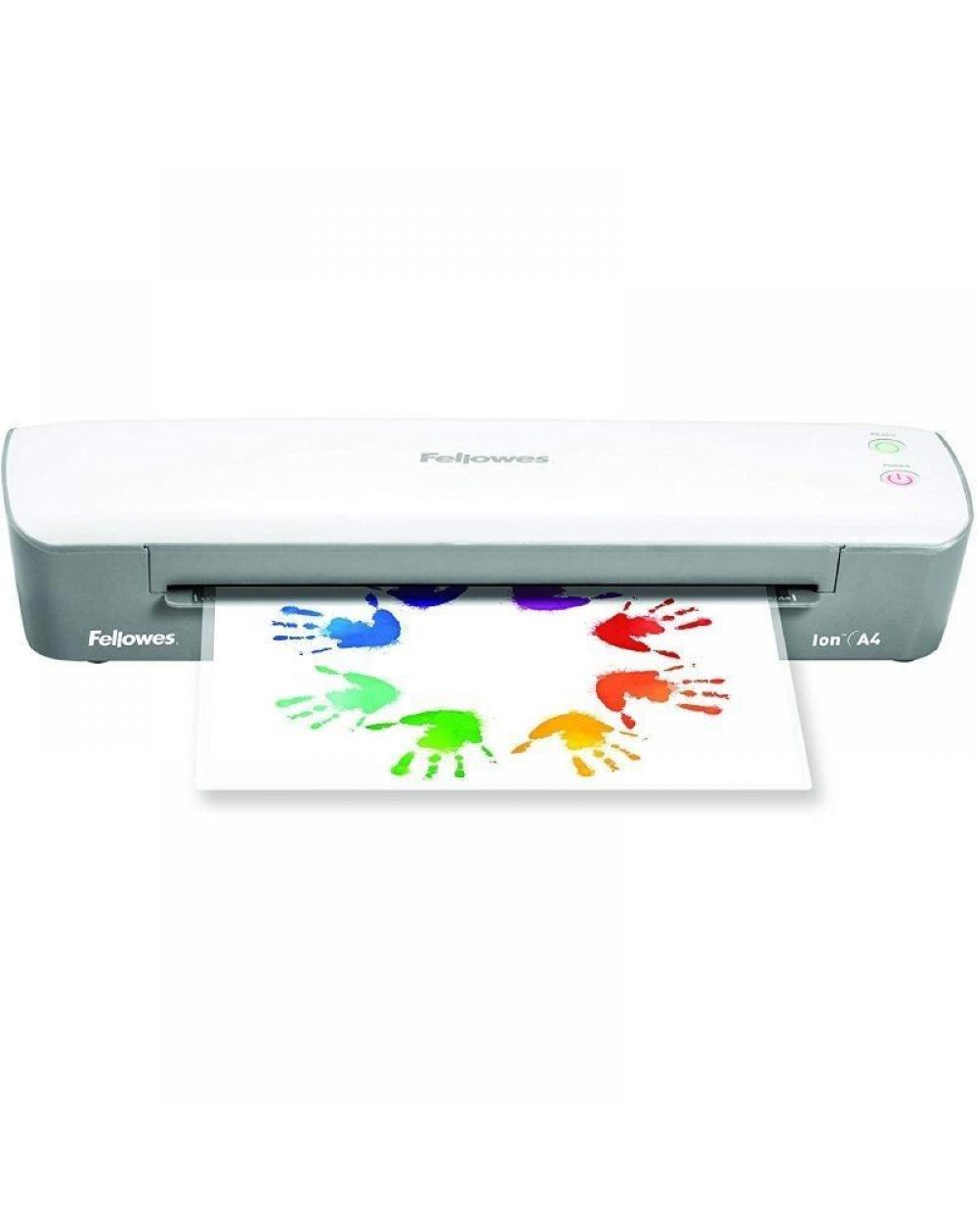 Plastificadora Fellowes Ion A4 4560001/ hasta A4 y 80-125 Micras/ Blanca y Gris