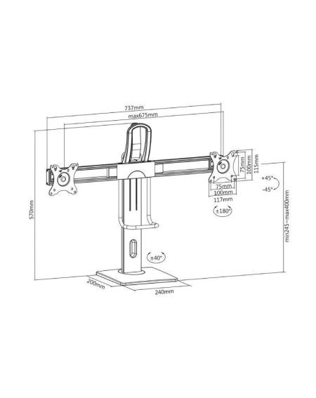 Soporte para 2 Monitores Aisens DT27TSR-065/ hasta 6kg