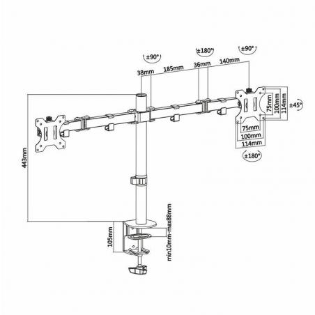 Soporte para 2 Monitores Aisens DT32TSR-041/ hasta 8kg