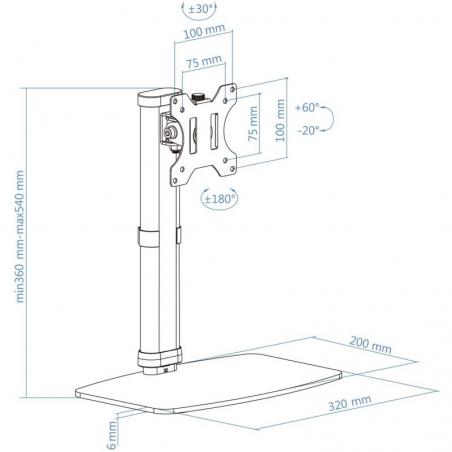 Soporte para Monitor TooQ DB1127TN-B/ hasta 6kg