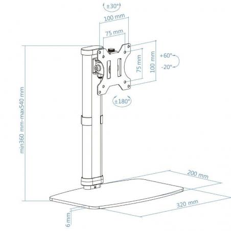 Soporte de Mesa Giratorio/ Inclinable TooQ DB1127TN-W para TV y Portátil de 17-27'