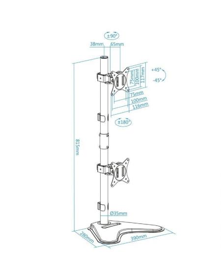 Soporte para 2 Monitores TooQ DB1703TNV-B/ hasta 9kg