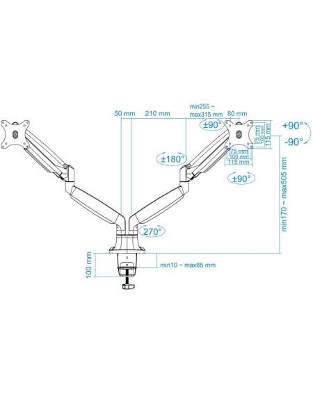 Soporte para 2 Monitores TooQ DB3132TNR-S/ hasta 9kg