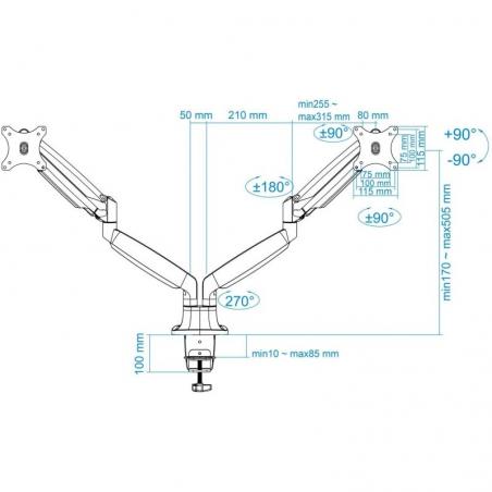 Soporte para 2 Monitores TooQ DB3132TNR-S/ hasta 9kg