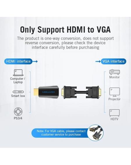 Adaptador Conversor Vention AIDB0/ HDMI Macho a VGA Hembra/ Audio Jack 3.5mm