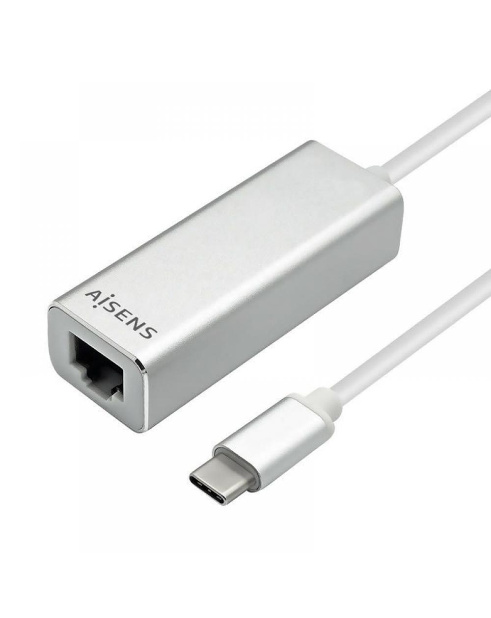 Adaptador USB Tipo-C - RJ45 Aisens A109-0341/ 1000Mbps/ USB Tipo-C Macho - RJ45 Hembra