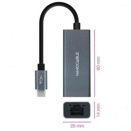 Adaptador Tipo-C - RJ45 Nanocable 10.03.0406/ 1000Mbps