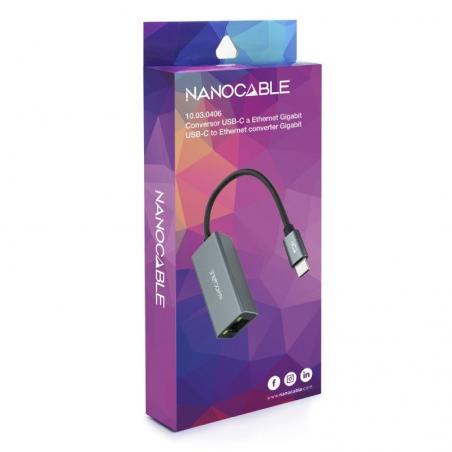 Adaptador Tipo-C - RJ45 Nanocable 10.03.0406/ 1000Mbps