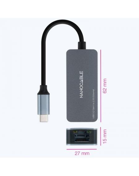 Adaptador RJ45 Nanocable 10.03.0410/ USB Tipo-C Macho - RJ45 Hembra