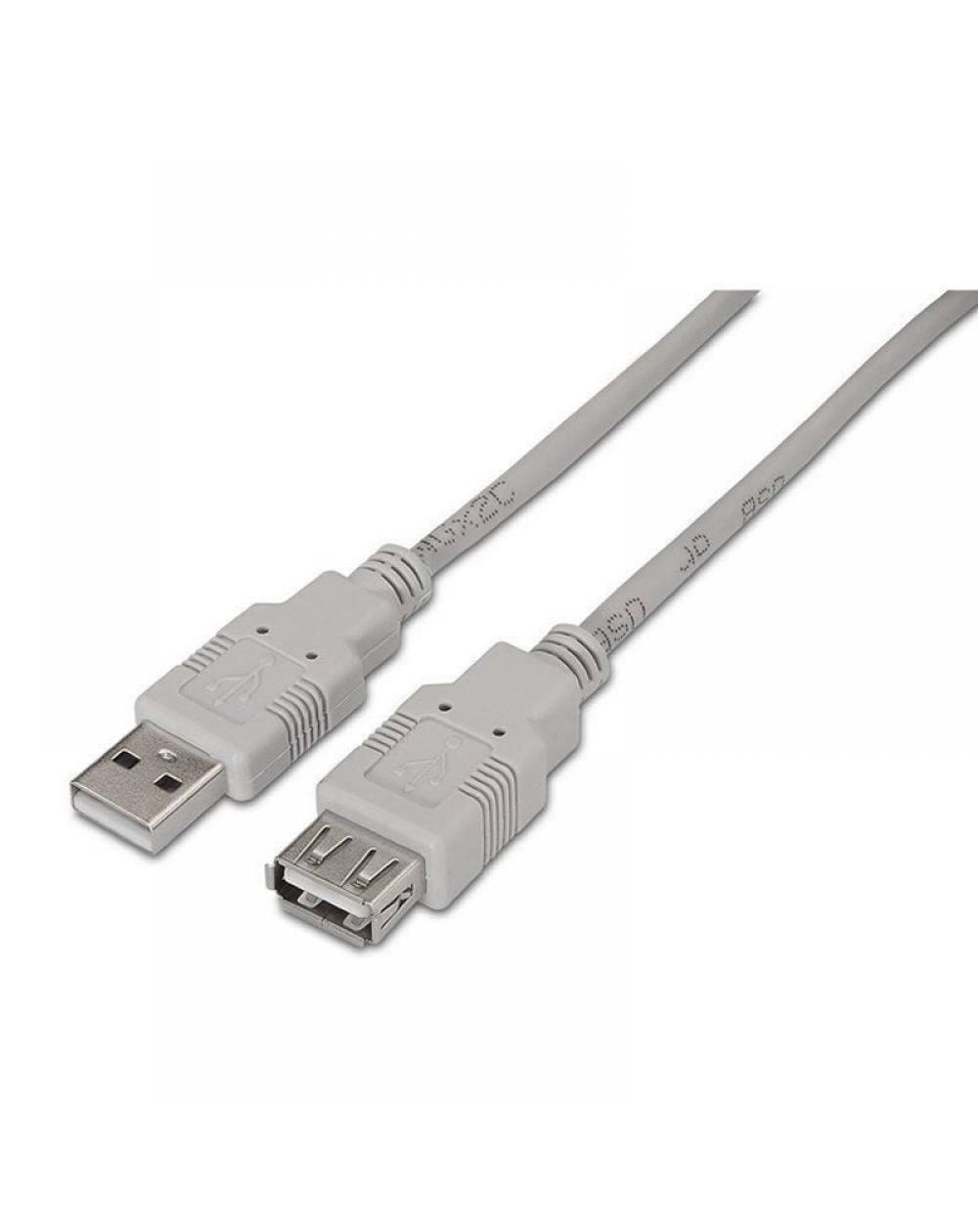 Cable Alargador USB 2.0 Aisens A101-0012/ USB Macho - USB Hembra/ 1m/ Beige