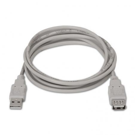 Cable Alargador USB 2.0 Aisens A101-0012/ USB Macho - USB Hembra/ 1m/ Beige