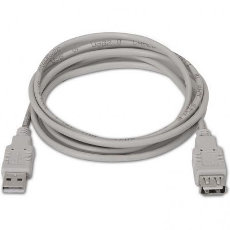 Cable Alargador USB 2.0 Aisens A101-0013/ USB Macho - USB Hembra/ 1.8m/ Beige