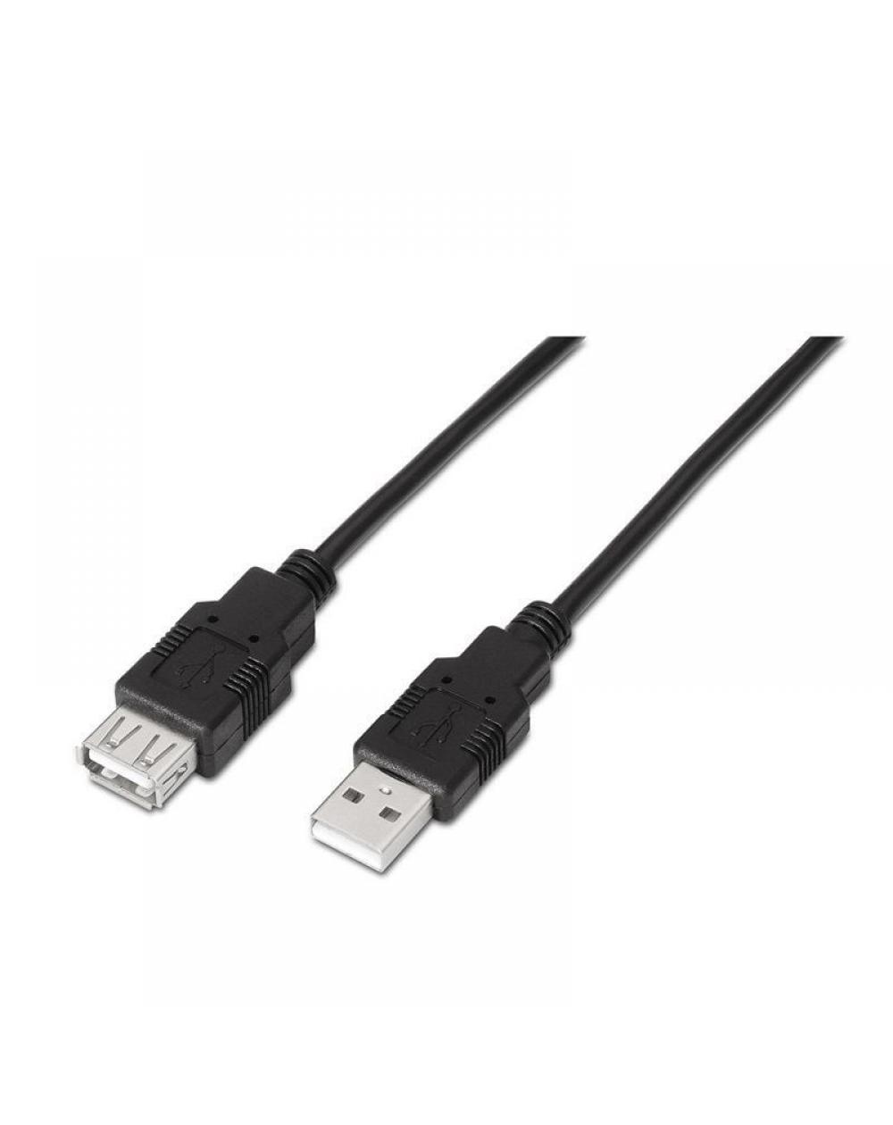 Cable Alargador USB 2.0 Aisens A101-0015/ USB Macho - USB Hembra/ 1m/ Negro