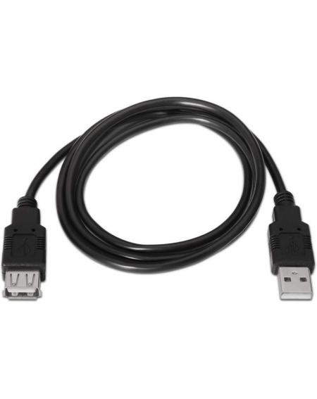 Cable Alargador USB 2.0 Aisens A101-0015/ USB Macho - USB Hembra/ 1m/ Negro