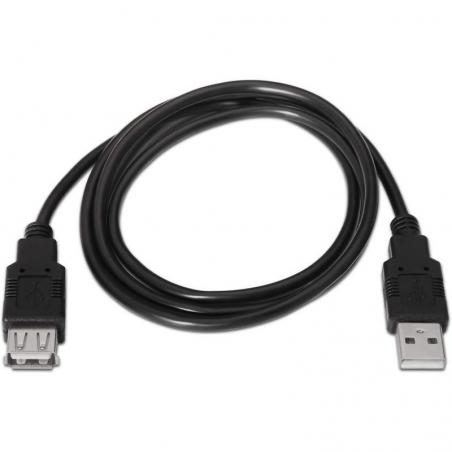 Cable Alargador USB 2.0 Aisens A101-0015/ USB Macho - USB Hembra/ 1m/ Negro