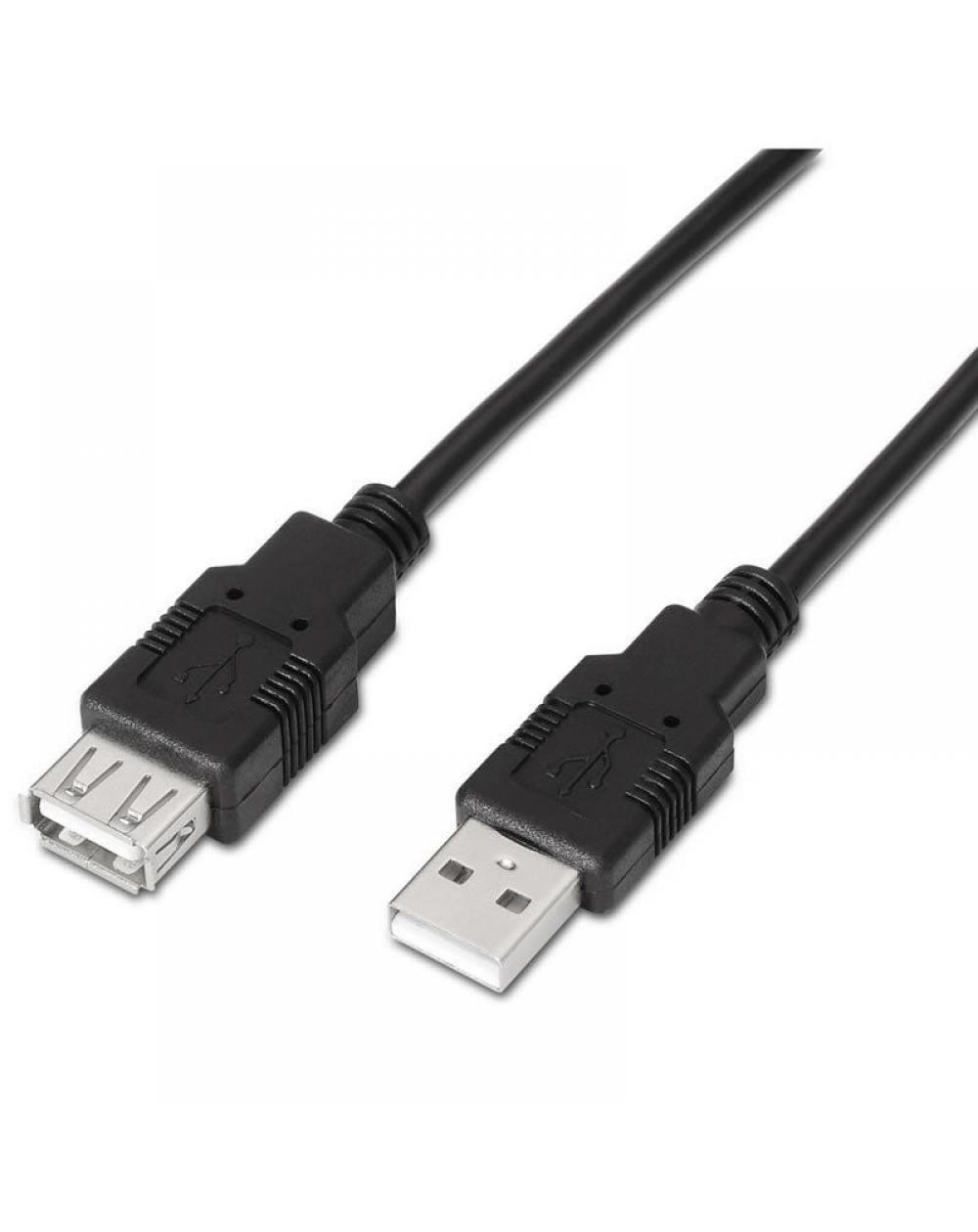 Cable Alargador USB 2.0 Aisens A101-0016/ USB Macho - USB Hembra/ 1.8m/ Negro