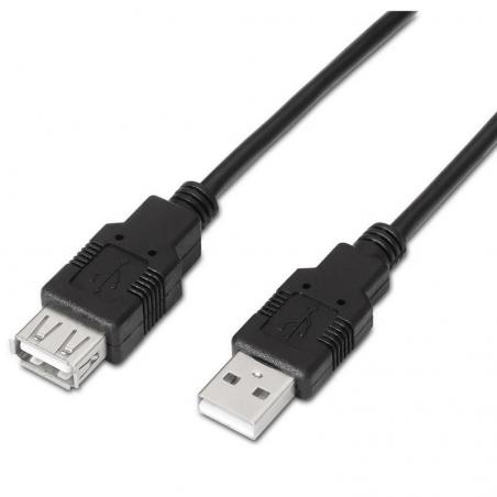 Cable Alargador USB 2.0 Aisens A101-0016/ USB Macho - USB Hembra/ 1.8m/ Negro