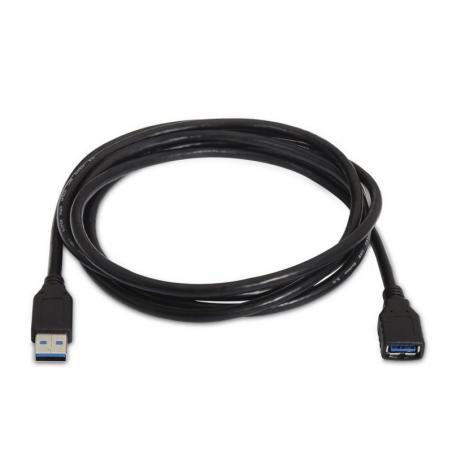 Cable Alargador USB 3.0 Aisens A105-0042/ USB Macho - USB Hembra/ 2m/ Negro